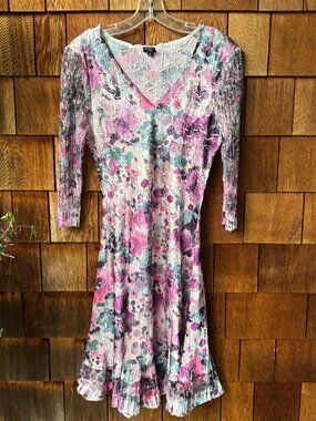 Komarov Rose Bouquet Floral Dress Pink, Purple MSRP $440 in Women's Large